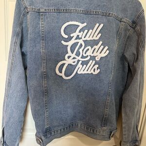 Crime junkie Denim Jacket with White 'Full Body chills' patch 2xl